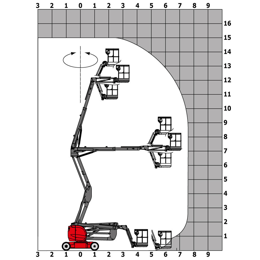 Werkdiagram Manitou 150 AETJ-C 3D knikarmhoogwerker