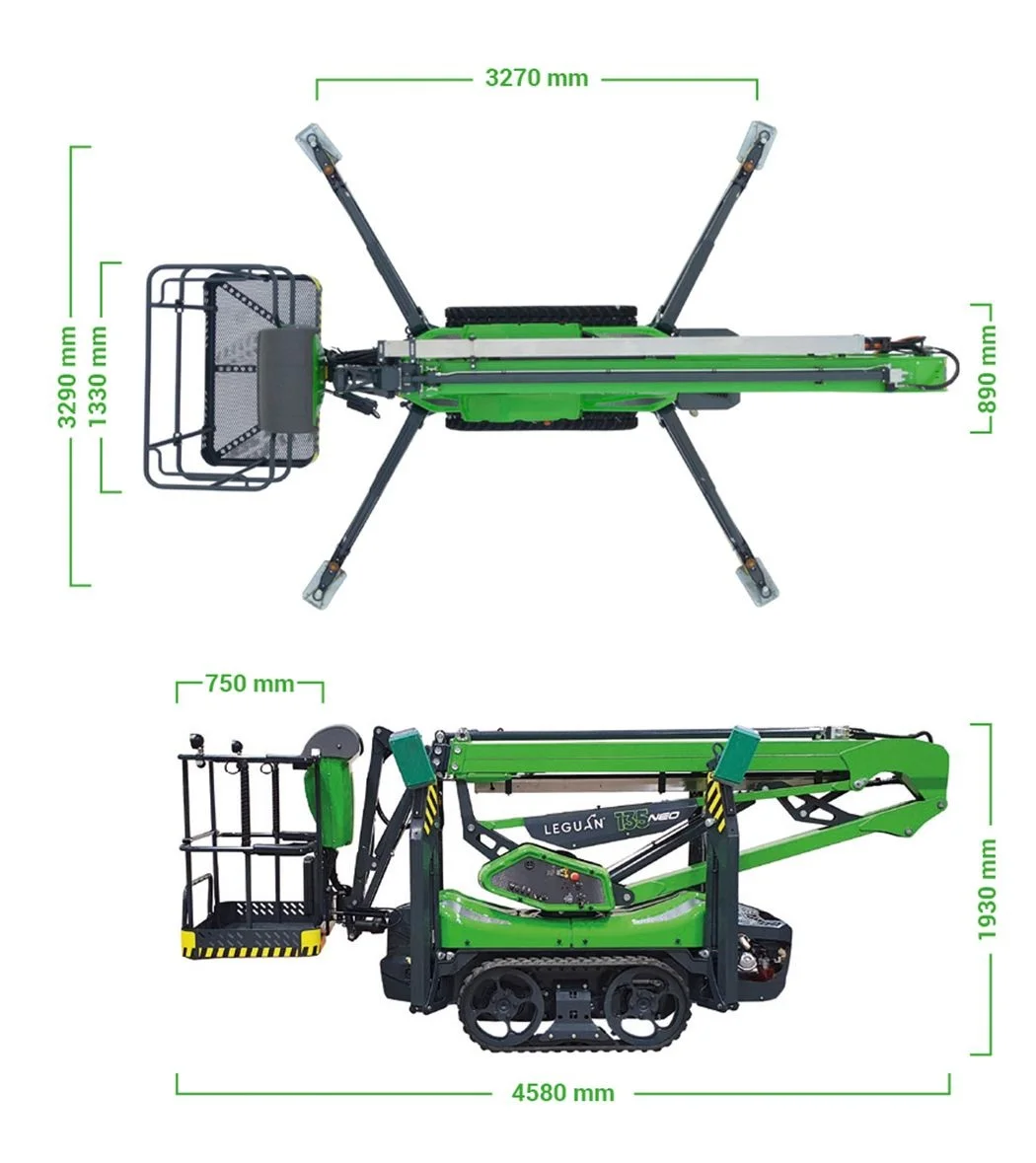 Afmetingen 13 meter spinhoogwerker