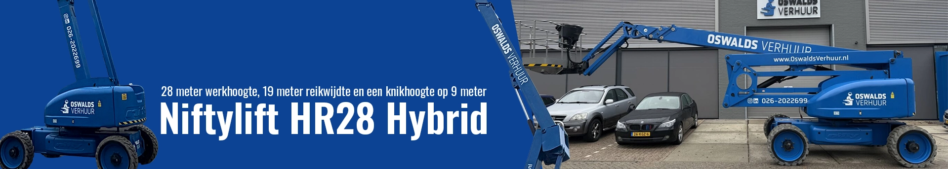 Eerste Niftylift HR28 HYBRID toegevoegd aan verhuurvloot Oswalds Verhuur